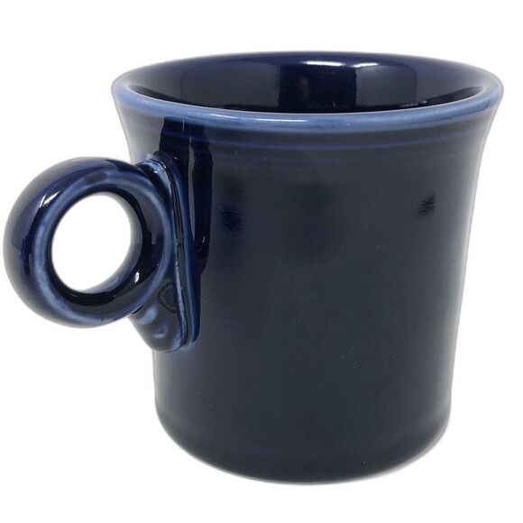 Fiesta Ware Cobalt Blue O Ring Handle Coffee Mug HLC USA Homer Laughlin Set Of 3 - Picture 4 of 12